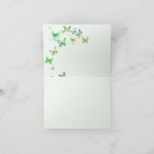 Carte De Remerciements Vert Un Petit Papillon Blanc À L'Intérieur (Intérieur)