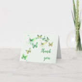 Carte De Remerciements Vert Un Petit Papillon Blanc À L'Intérieur (Devant)