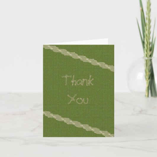 Carte de remerciements verticale verte de corde (Devant)