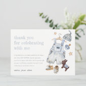 Carte De Remerciements Vêtements Bébé mignons Essentials Baby shower Garç (Debout devant)