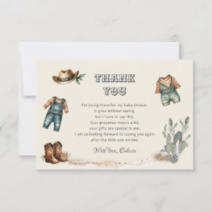 Carte De Remerciements Vêtements Cowboy Baby shower sauvage Ouest