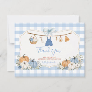 Carte De Remerciements Vêtements d'automne garçon Citrouille Fête bébé