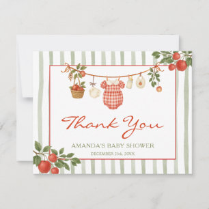 Carte De Remerciements Vêtements de bébé Corde à linge Baby Shower Pomme