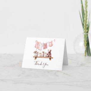 Carte De Remerciements Vêtements de bébé fille, Baby shower de ligne