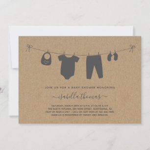 Carte De Remerciements Vêtements pour bébés sur le Baby shower de ligne d
