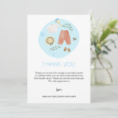 Carte De Remerciements Vêtements Simples pour Bébé Fête de Naissance Bleu (Debout devant)