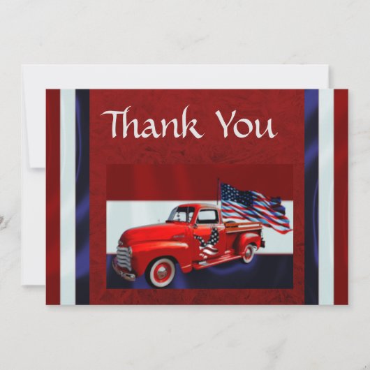 Carte De Remerciements Vétérinaire du drapeau, du camion et de l'aigle (Devant)
