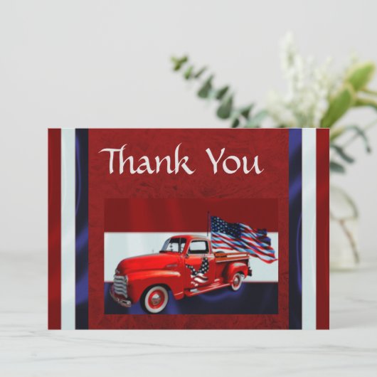 Carte De Remerciements Vétérinaire du drapeau, du camion et de l'aigle (Debout devant)