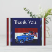 Carte De Remerciements Vétérinaire du drapeau, du camion et de l'aigle (Debout devant)