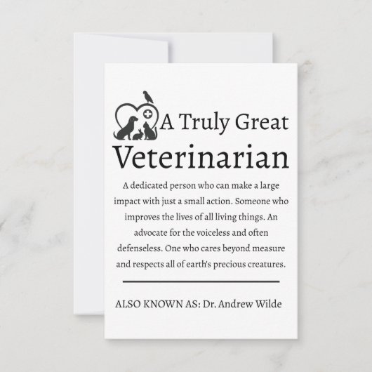Carte De Remerciements Vétérinaire Vétérinaire Vraiment Exceptionnel (Devant)