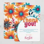 Carte De Remerciements Vibe Flower Power de Retro 70 (Devant / Derrière)