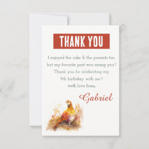 Carte De Remerciements Vibes d'automne Phéasant aquarelle - Anniversaire 