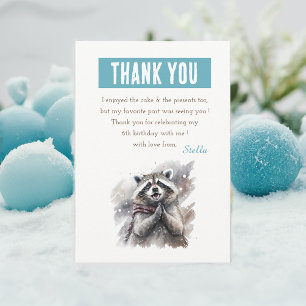 Carte De Remerciements Vibes d'hiver Aquarelle Raccoon - Anniversaire