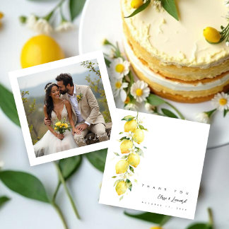 Carte De Remerciements Vibrant Timeless Lemons Branches Wedding Photo