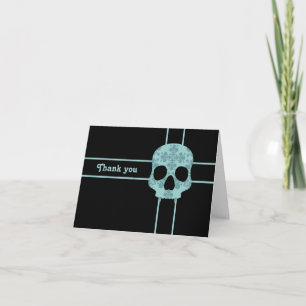 Carte De Remerciements Victorian goth damask fanged skull Thank you