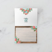 Carte De Remerciements Vide - Bois, Lanterne et Sarcelle, Floral Corail (Intérieur)