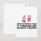 CARTE DE REMERCIEMENTS VIE SANS SOEUR (Devant / Derrière)