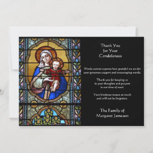 Carte De Remerciements Vierge catholique religieuse Marie Jésus-Condolenc