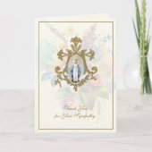 Carte De Remerciements Vierge Florale Marie Condolence funéraire catholiq (Devant)