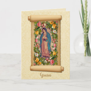 Carte De Remerciements Vierge Marie catholique espagnole Guadalupe Gracia