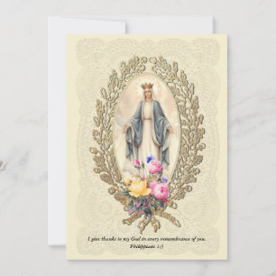 Carte De Remerciements Vierge Marie Condolence religieuse catholique