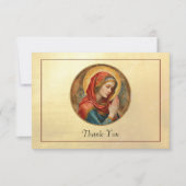 Carte De Remerciements Vierge Marie priante Funérailles catholiques romai (Devant)