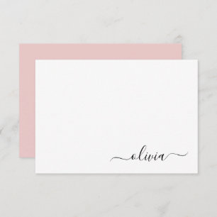 Carte De Remerciements Vierge rose blanc moderne Script Girl Monogramme N