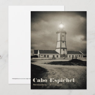 Carte De Remerciements Vieux phare la nuit de la tempête