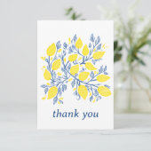 Carte De Remerciements Vignes de citron bleu et jaune, jolies et délicate (Debout devant)