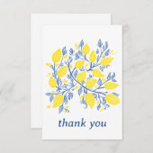Carte De Remerciements Vignes de citron bleu et jaune, jolies et délicate (Devant / Derrière)