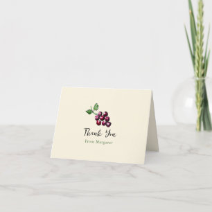 Carte De Remerciements Vignoble de raisins de vin dessinés à la main de m