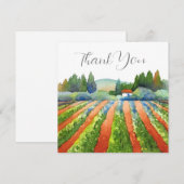 Carte De Remerciements Vignoble rouge bleu vert (Devant / Derrière)