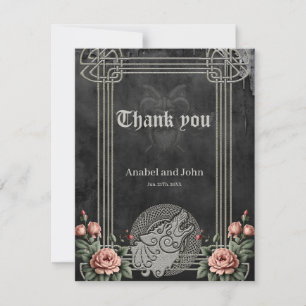 Carte De Remerciements Viking Wolf & Rose. Une tête de loup stylisée,