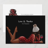 Carte De Remerciements Vin de Noël à carreaux rouge de buffle (Devant / Derrière)