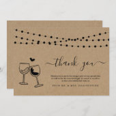 Carte De Remerciements Vin Dégustation Vin Toast & String Lights (Devant / Derrière)