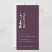 CARTE DE REMERCIEMENTS VIN MINIMAL PLUM TYPOGRAPHIE FIANÇAILLES INVITATIO (Devant)