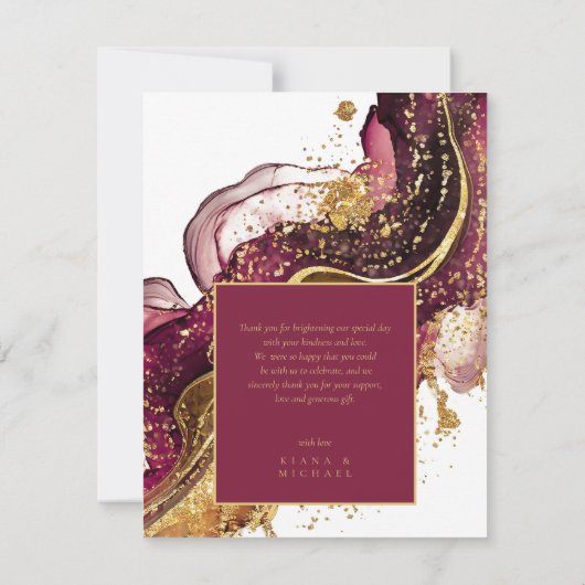 Carte De Remerciements Vin rouge Mariage Abstrait Sparkling ID1018 (Dos)