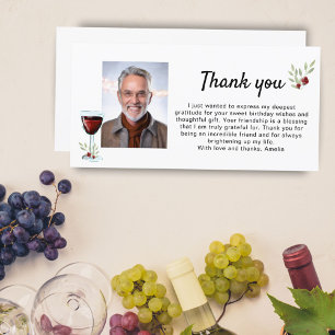 Carte De Remerciements Vin Rouge Twigs Photo Anniversaire