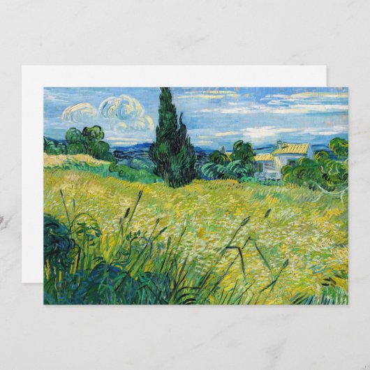 Carte De Remerciements Vincent van Gogh - Champ de blé vert avec Cypress (Devant / Derrière)