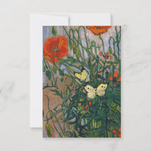 Carte De Remerciements Vincent van Gogh - Papillons et Coquelicots
