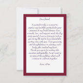 Carte De Remerciements Vino avant les vœux de mariage cave à vin shower d (Dos)