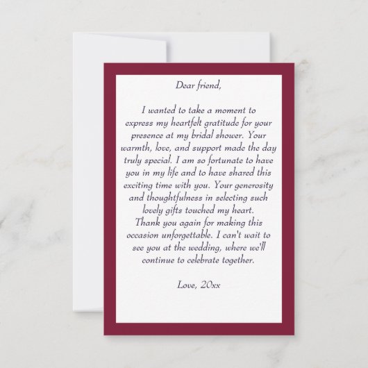 Carte De Remerciements Vino avant voeux vin nuptiale douche (Dos)