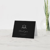 Carte De Remerciements Vins intemporels Monogram Crest Photo Mariage (Devant)
