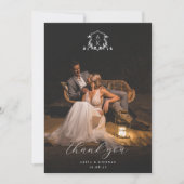 Carte De Remerciements Vins intemporels Monogram Crest Photo Mariage (Devant)