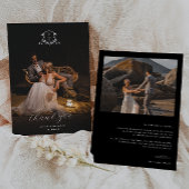 Carte De Remerciements Vins intemporels Monogram Crest Photo Mariage