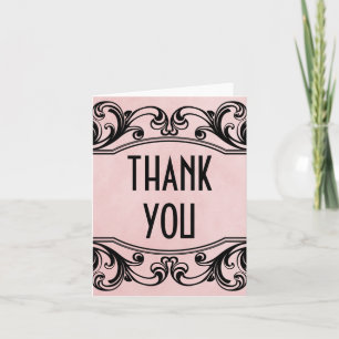 Carte de remerciements Vintage à perches roses
