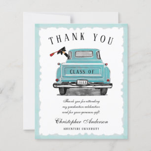 Carte de remerciements vintage Aqua Blue Truck Gra