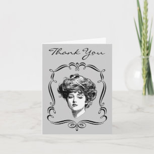 Carte De Remerciements Vintage Art Gibson Girl Thank