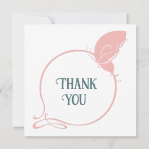 Carte De Remerciements Vintage Art Nouveau Dusty Pink Butterfly Mariage