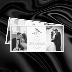 Carte De Remerciements Vintage Bird noir et blanc photo Mariage